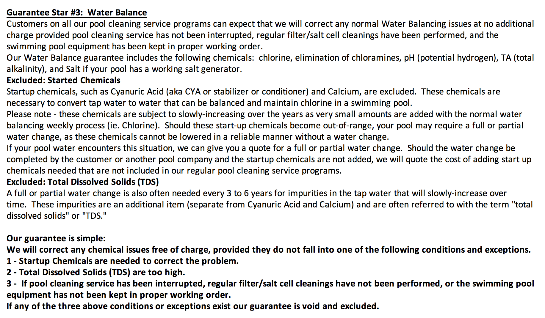 7 Star Taylor Pool Service Guarantee